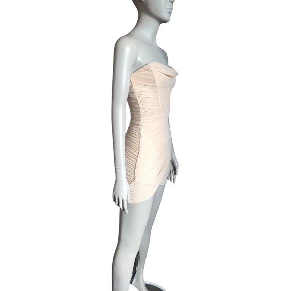 Oh Polly Beige Bodycon Mini Dress - Picture 3 of 5